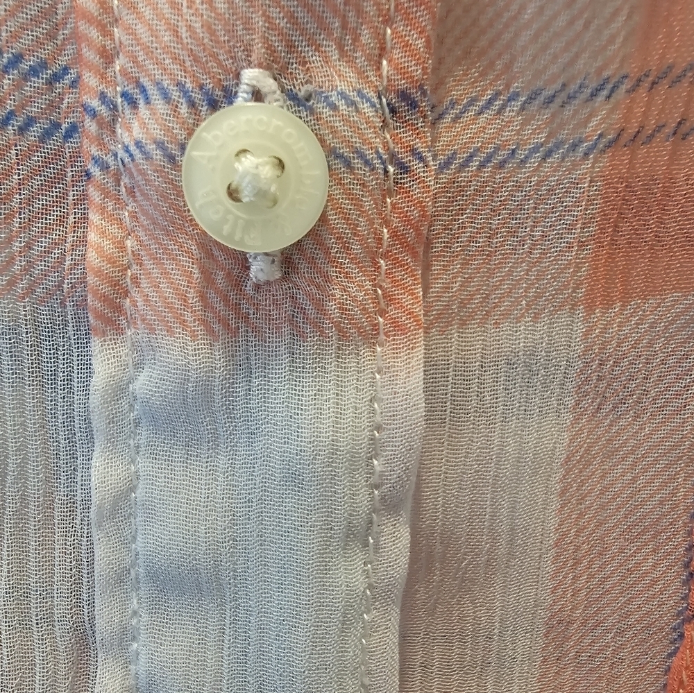 Abercrombie & Fitch Sheer Plaid Button Down Shirt Size Small - Picture 3 of 11